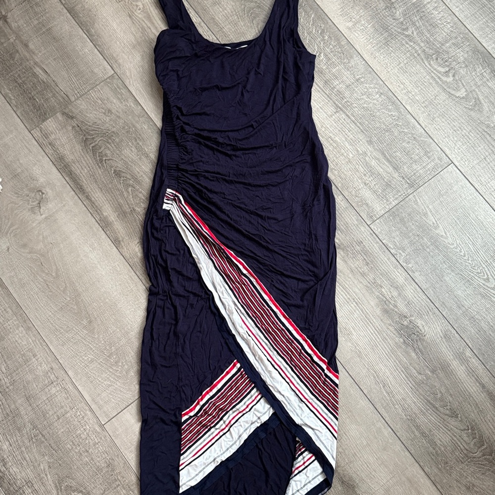 Bailey 44 Dark Blue Dress with Striped Accent, women’s medium